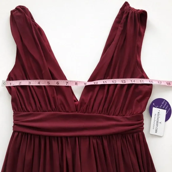 Windsor Burgundy Chiffon Maxi Dress Deep V Slit Formal Gown Size Medium NWT - Picture 11 of 15